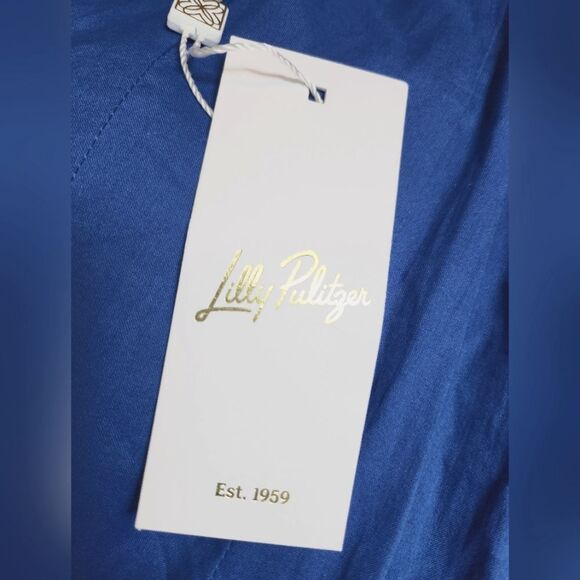 Lilly Pulitzer Calina Linen Midi Dress Barton Blue Womens Size 00 - Picture 9 of 10